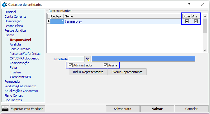 Cadastros > Entidade > Cliente
